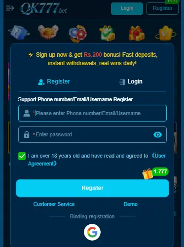 qk777 game login and registration