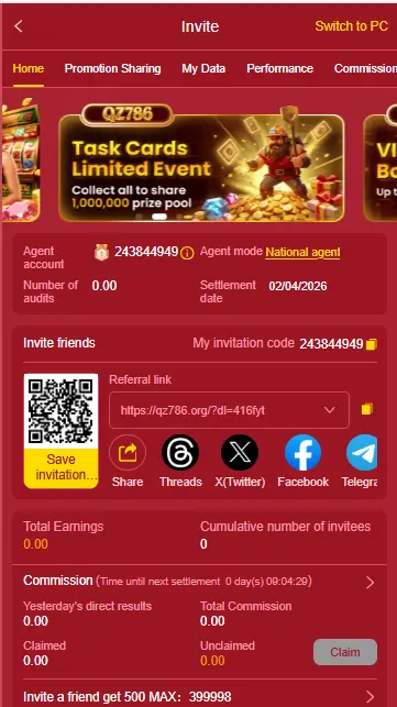 refer and earn qz786 game apk