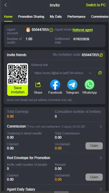 refer and earn 8jj game