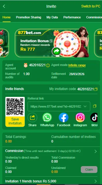 REFER AND EARN MONEY WITH 877BET GAME APK