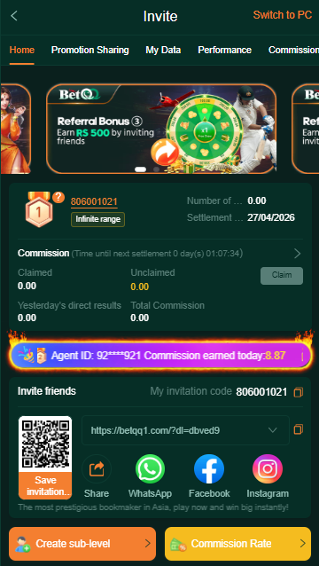 REFER AND EARN MONEY WITH BET QQ GAME APK