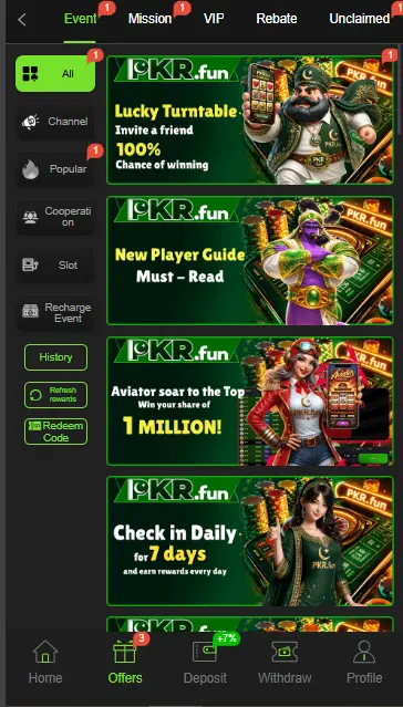 offers and promotions pkrfun game