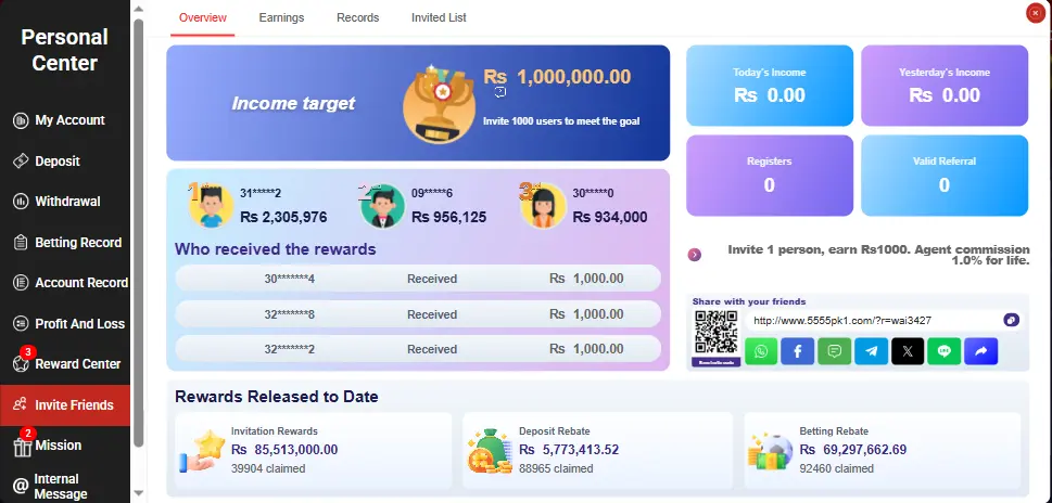 REFER AND EARN REAL MONEY WITH 5555BET GAME APK