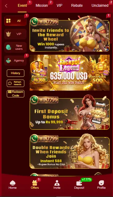 offer and promotion win7799 game apk