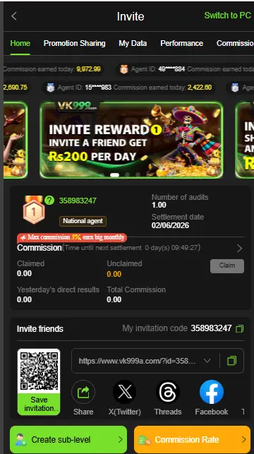 refer and earn money with vk999 game