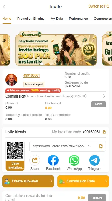 refer and earn money 6crore game app