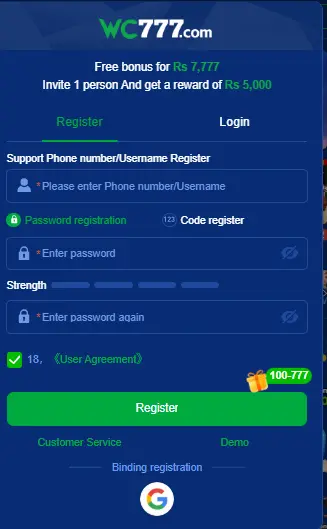 wc777 game login and registration 